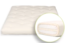 Futon Confort 14 cm – Laine vierge, coton et latex naturel