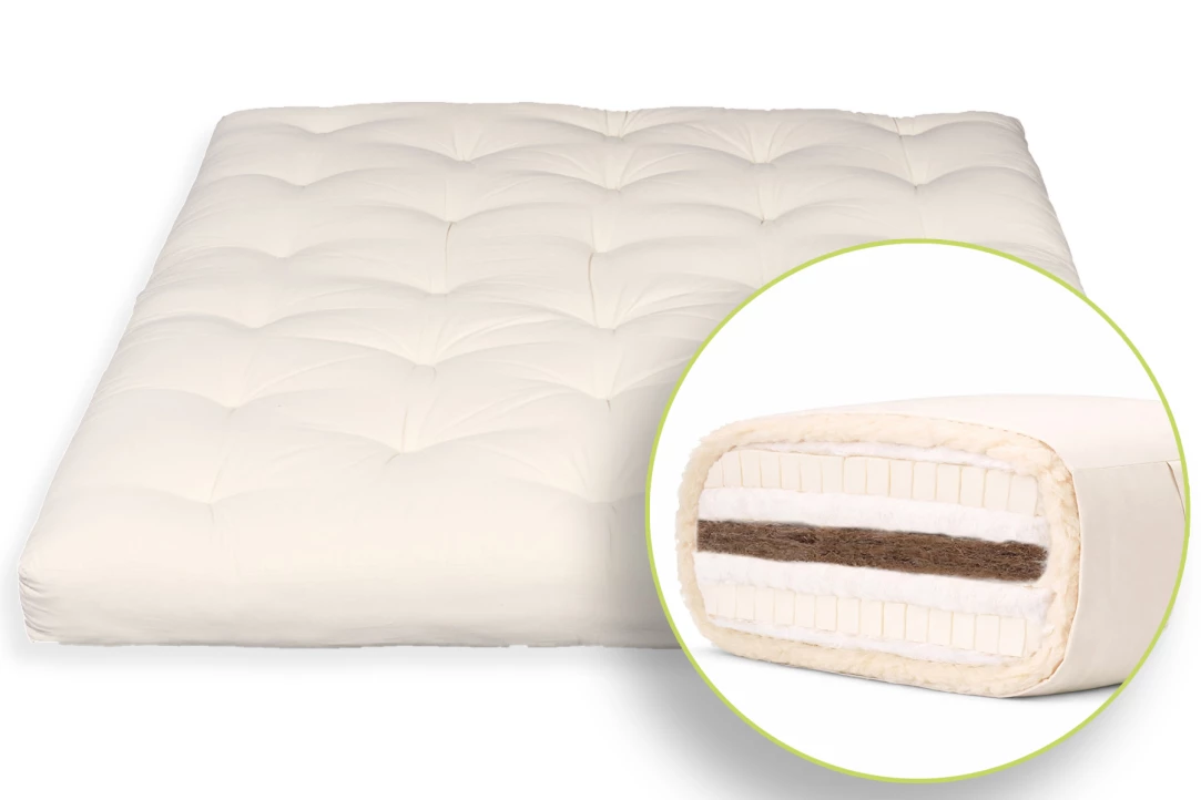 Premium Futon in Wool, Cotton, Double Latex and Coir | 18 cm thick