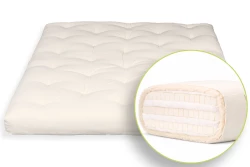 Premium-Futon aus Wolle, Baumwolle und 3 Latexschicten | 18 cm hoch