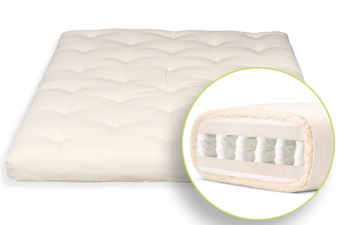Futon Hybrid H3 en laine, coton, latex et ressorts ensachés