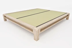 Japanisches Aiko-Doppelbett aus massivem Buchenholz mit Tatami