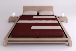 Japanese Aiko Double Bed in Solid Beech Wood with Tatami