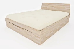 Zen Space Doppelbett aus massivem Buchenholz mit Schubladen