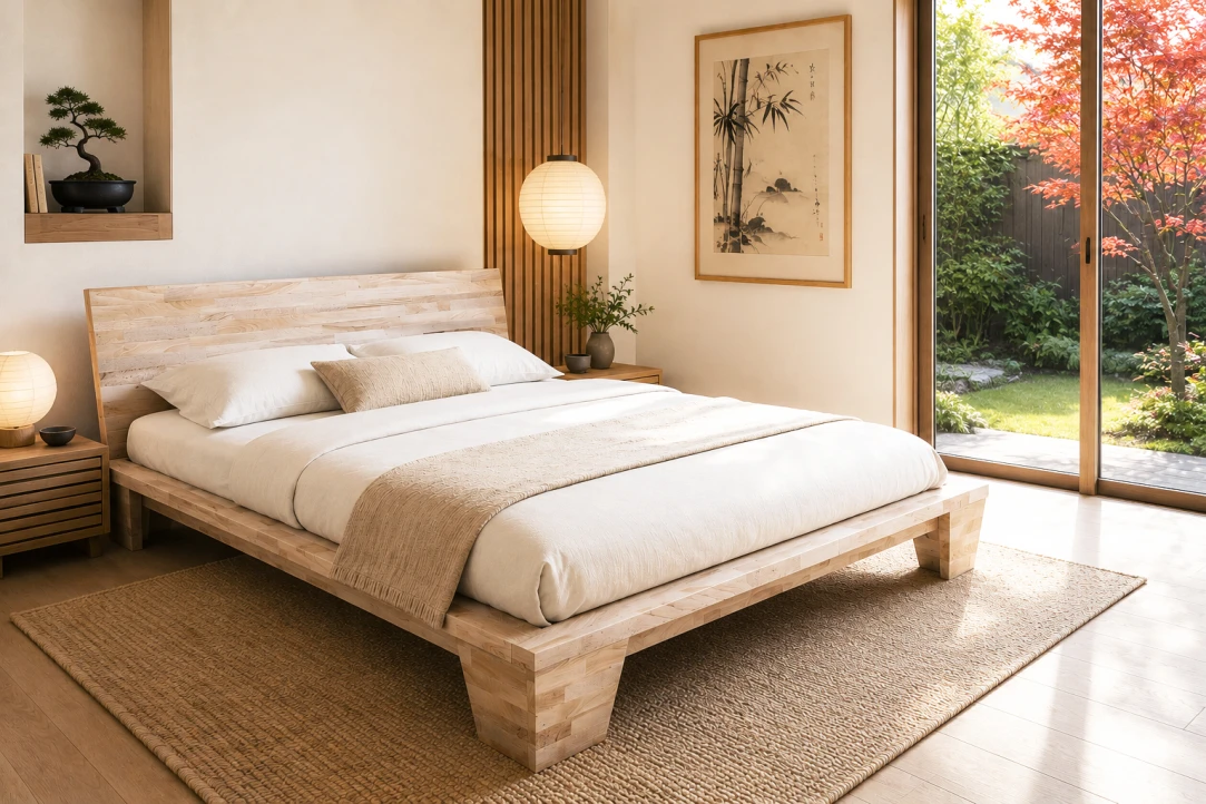 Balance Doppelbett aus Massivem Buchenholz – Japanischer Stil