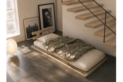 Haru Low Single Bed in Solid Beech with Japanese Tatami
