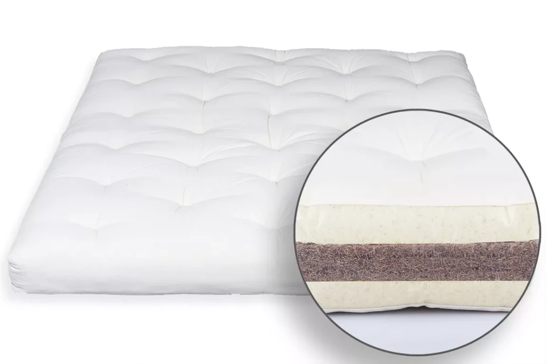 Futon Japponais Laine Vierge et Coco - Fabriqué en Italy
