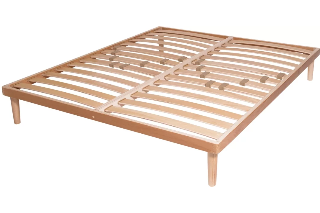 Bio Double Slatted Bed Base in Beech Wood with Flexible Sprung Slats