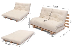 Divano Letto 3 in 1 Shift Medium in Pino Scandinavo con Futon