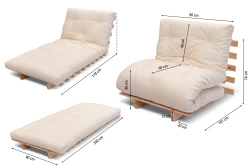 Fauteuil-convertible 3-en-1 Shift Small en pin scandinave avec futon