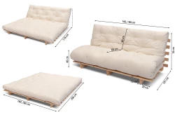 Canapé convertible 3 in 1 Shift Large en pin scandinave avec Futon