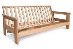 Bloom sofa bed in solid beech wood with Japanese futon