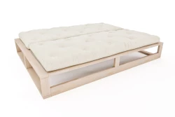 Flip 3-Seater Sofa Bed in Beech Wood with Cotton & Latex Futon