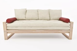 Flip 3-Seater Sofa Bed in Beech Wood with Cotton & Latex Futon