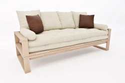 Divano Letto Flip a 3 Posti in Faggio con Futon in Cotone e Lattice