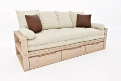 Fauteuil-convertible 3-en-1 Shift Small en pin scandinave avec futon