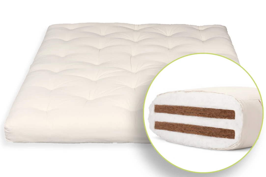 Futon Premium Cotone e Doppio Cocco – Rigido, Traspirante, 18 cm