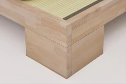 Japanese Zen Single Bed in Solid Beech Wood with Tatami - Metal Free