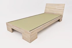 Japanese Zen Single Bed in Solid Beech Wood with Tatami - Metal Free