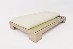 Japanese Zen Single Bed in Solid Beech Wood with Tatami - Metal Free