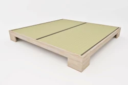 Japanese Zen Double to Super King Bed in Solid Beech Wood with Tatami