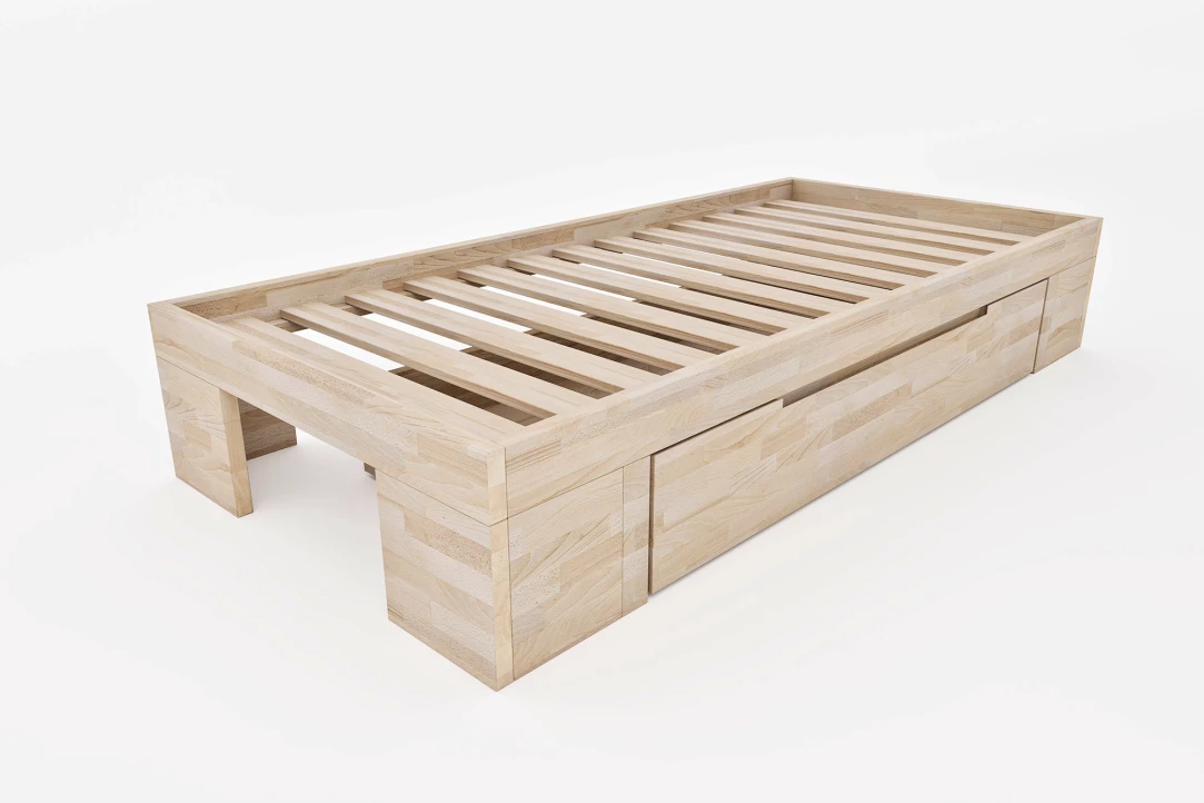 Lit simple Zen Space en Bois Massif avec Tiroir de Rangement