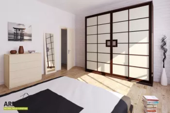 Armadi Shoji in Legno Massello con Ante in Carta di Riso