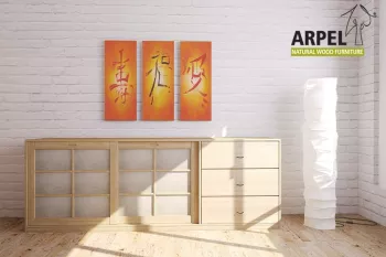 Japanese cabinets in solid beechwood with drawers