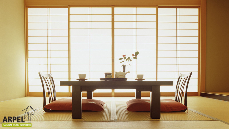 sedie giapponesi zaisu su pavimento di tatami