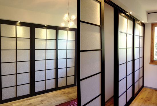 Esempio di lavoro su misura, cabina armadio ante giapponesi scorrevoli Arpel